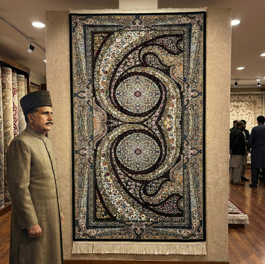 Elegant Persian 1000 Reeds Area Rug - 3 ft x 6 ft - Shahkar Dervaish 3 in Black