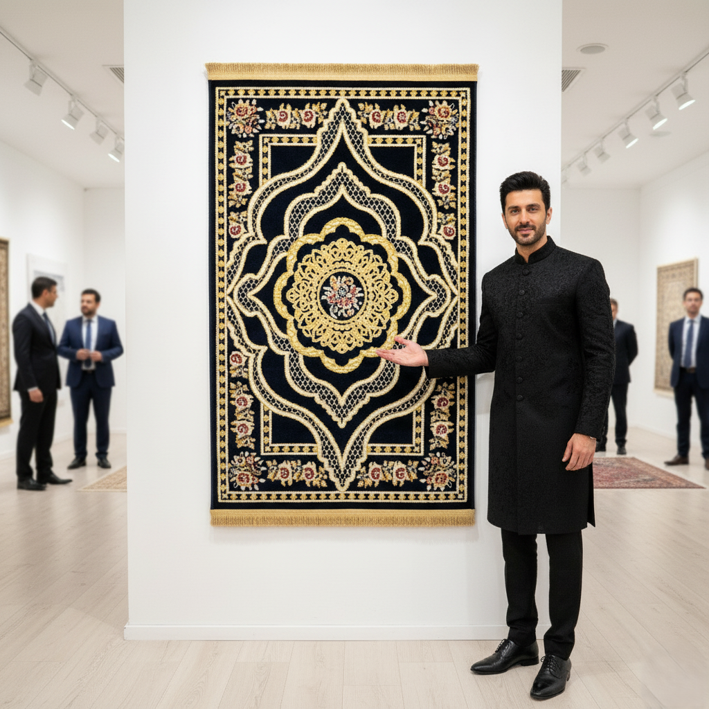 3 ft x 5 ft Turkish Rug - Anatolia Luxe Collection - Black & Gold Acrylic Polyester