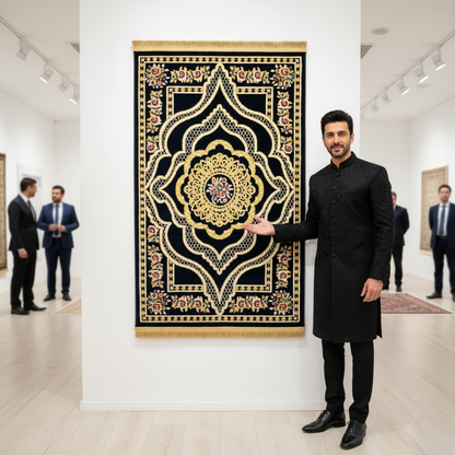 3 ft x 5 ft Turkish Rug - Anatolia Luxe Collection - Black & Gold Acrylic Polyester