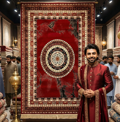 Elegant Red Wine Area Rug - 5 ft x 8 ft - Persian 500 Reeds Farsh Nab Collection