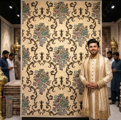 Elegant Beige Persian Area Rug - 5 ft x 8 ft - 700 Reeds Sepas Collection - Multi Colors