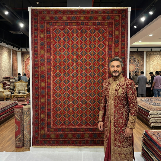 Stunning Mashwani Afghan Handmade Wool Rug - 5ft x 6.5ft | Vibrant Geometric Design