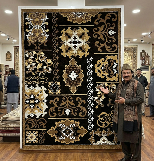 Luxurious Persian 500 Reeds Area Rug - 3 ft x 5 ft - Ana Cutworks 4 in Rich Brown