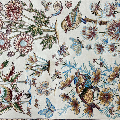 Persian Garden Birds Silk Rug 2.5 ft x 4 ft | Pure Silk Abresham