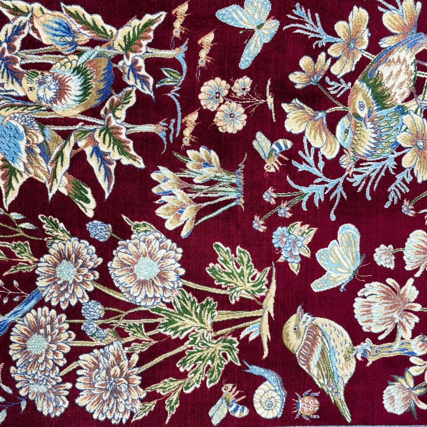 Persian Silk Garden Bird Rug 2.5 ft x 4 ft | Pure Silk Abresham 1600 Reed