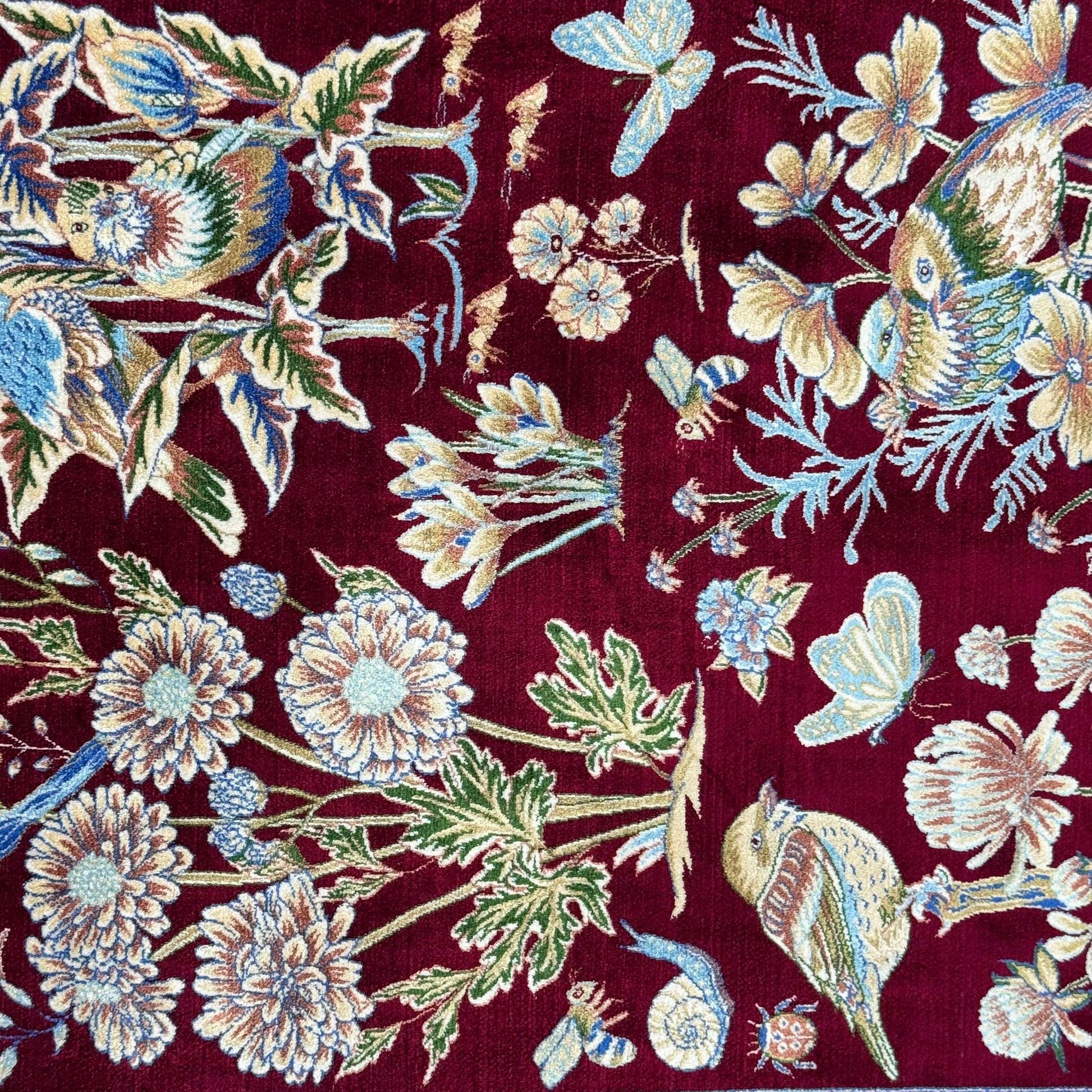 Persian Silk Garden Bird Rug 2.5 ft x 4 ft | Pure Silk Abresham 1600 Reed