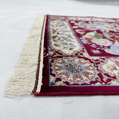Persian Silk Garden Bird Rug 2.5 ft x 4 ft | Pure Silk Abresham 1600 Reed