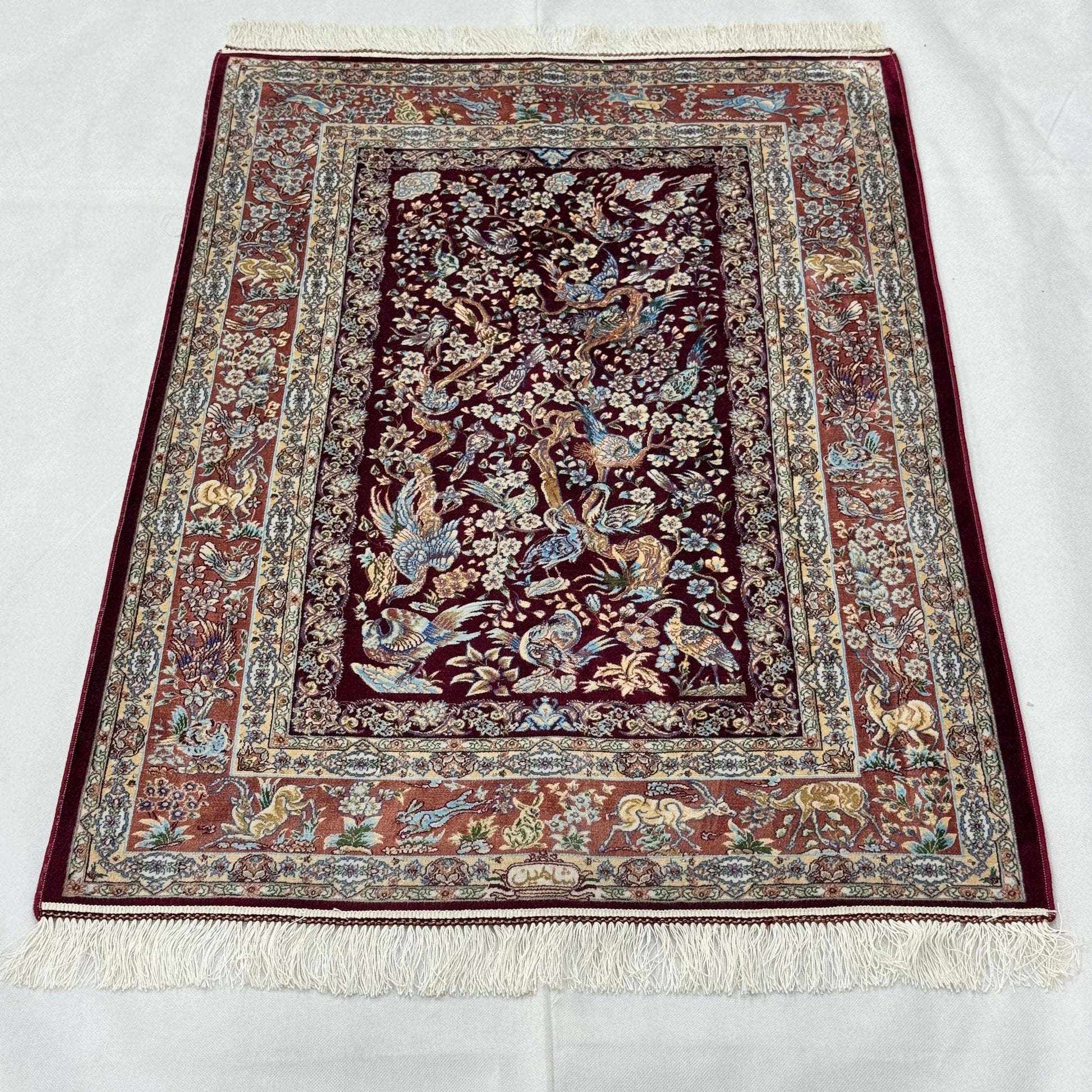 Persian Silk Bird of Paradise Rug 2.5 ft x 4 ft | 1600 Reeds
