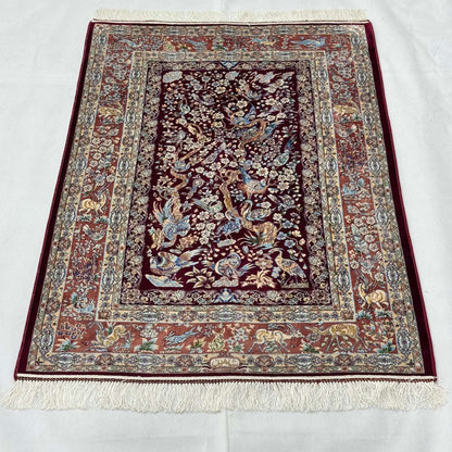 Persian Silk Bird of Paradise Rug 2.5 ft x 4 ft | 1600 Reeds