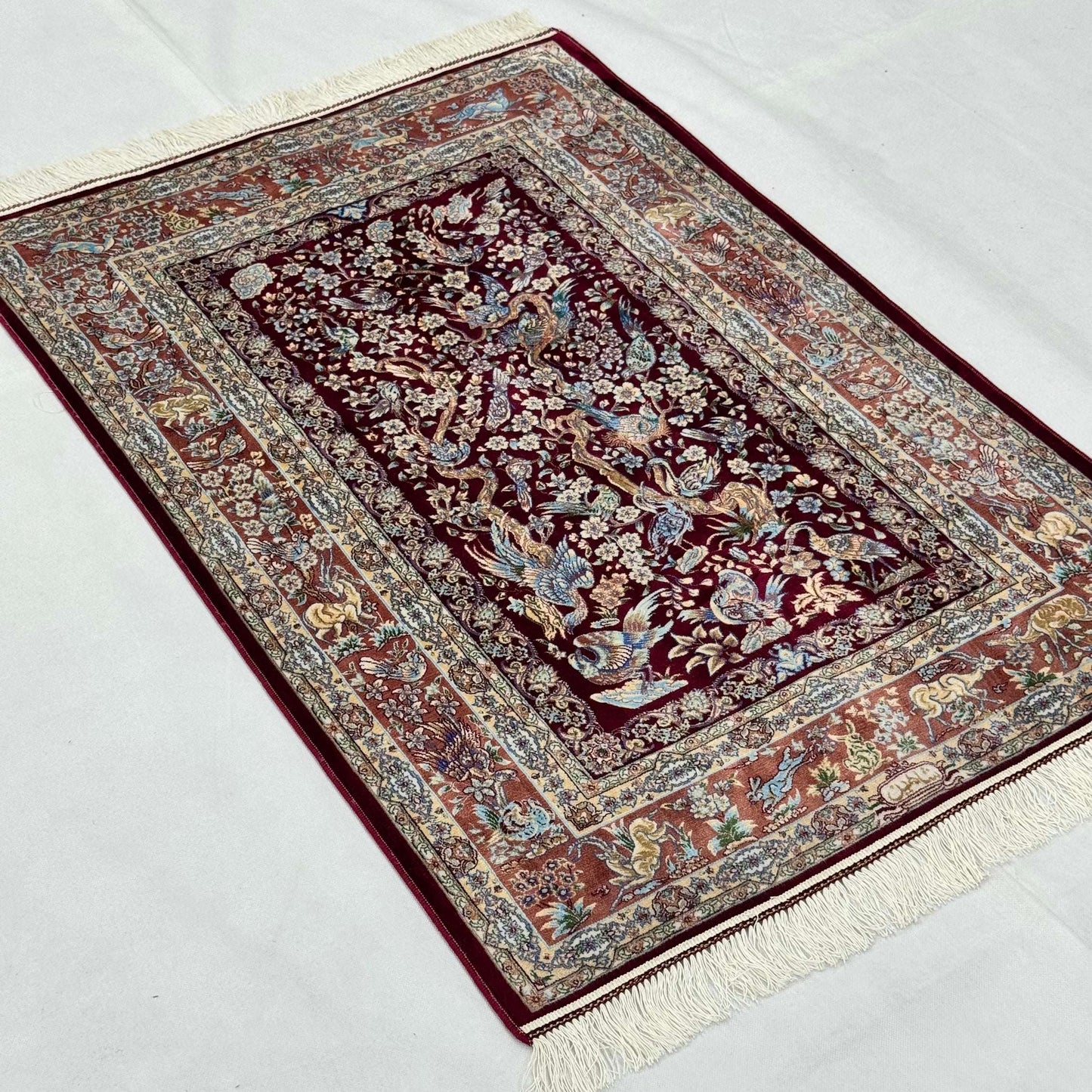Persian Silk Bird of Paradise Rug 2.5 ft x 4 ft | 1600 Reeds