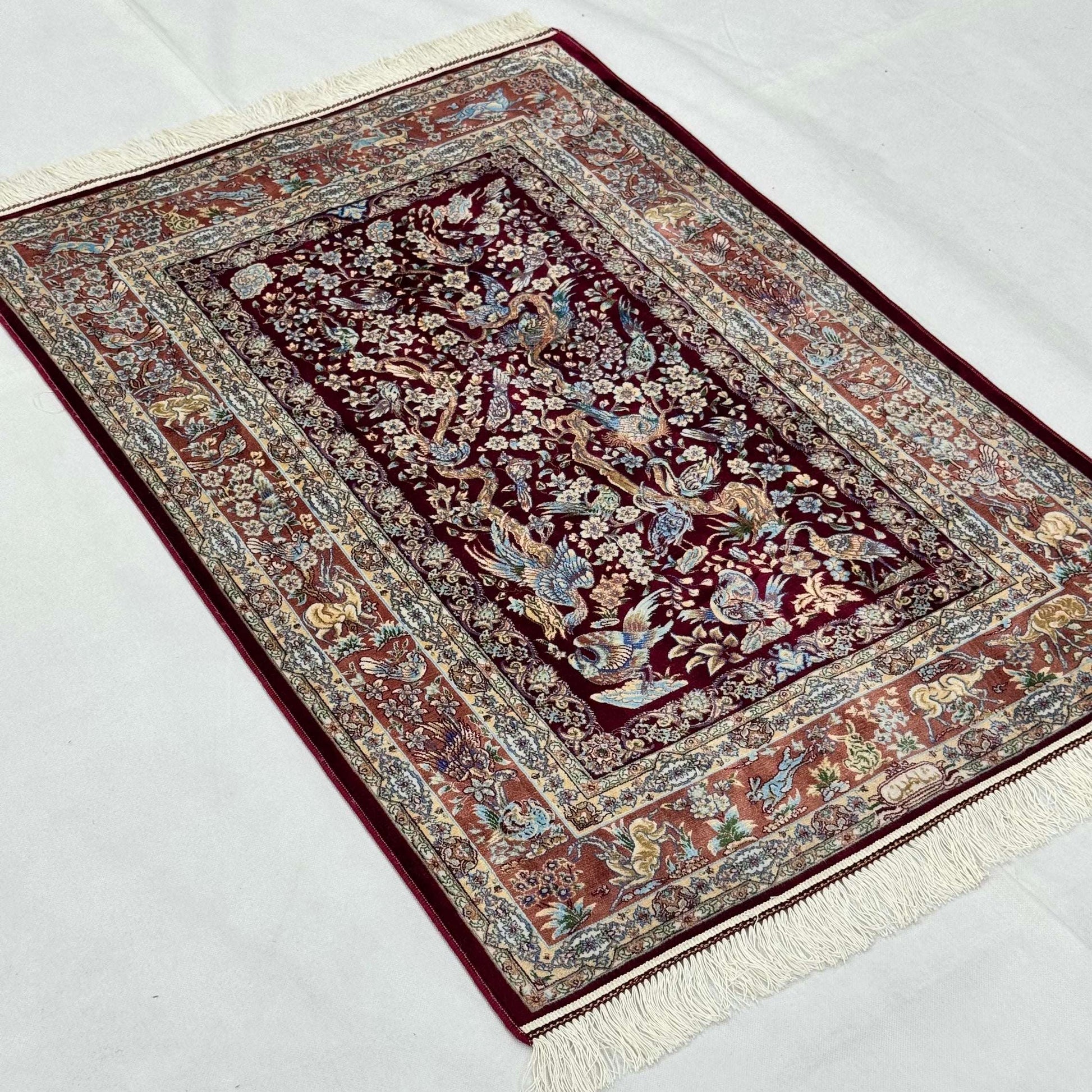Persian Silk Bird of Paradise Rug 2.5 ft x 4 ft | 1600 Reeds