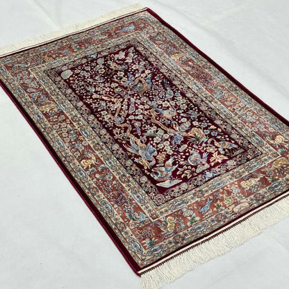 Persian Silk Bird of Paradise Rug 2.5 ft x 4 ft | 1600 Reeds