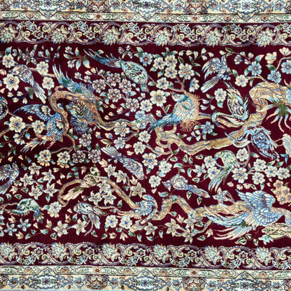 Persian Silk Bird of Paradise Rug 2.5 ft x 4 ft | 1600 Reeds