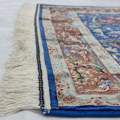 Persian Silk Hunt Scene Rug 2.5 ft x 4 ft | 1600 Reed Pure Silk Abresham