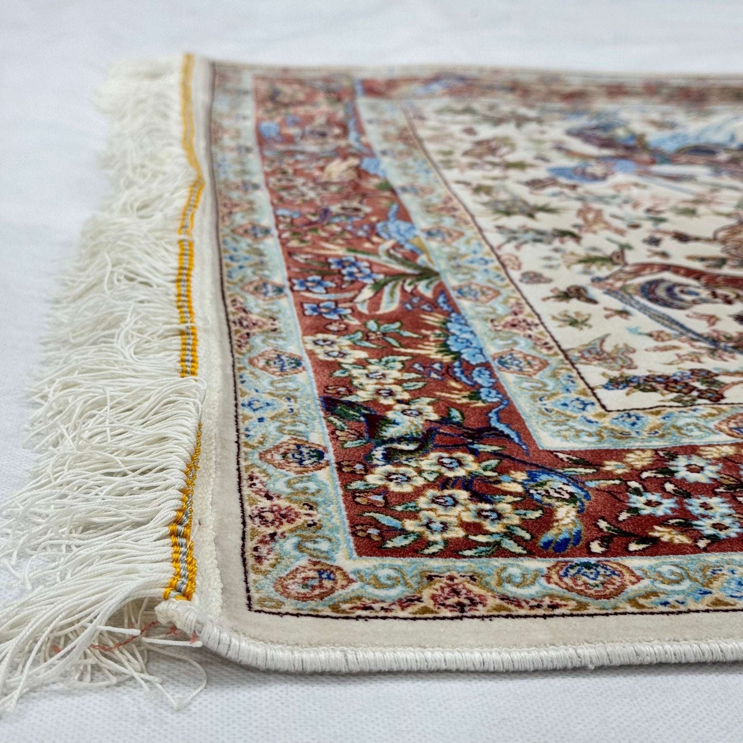 Persian Silk Hunting Scene Rug 2.5 ft x 4 ft | Pure Silk Abresham