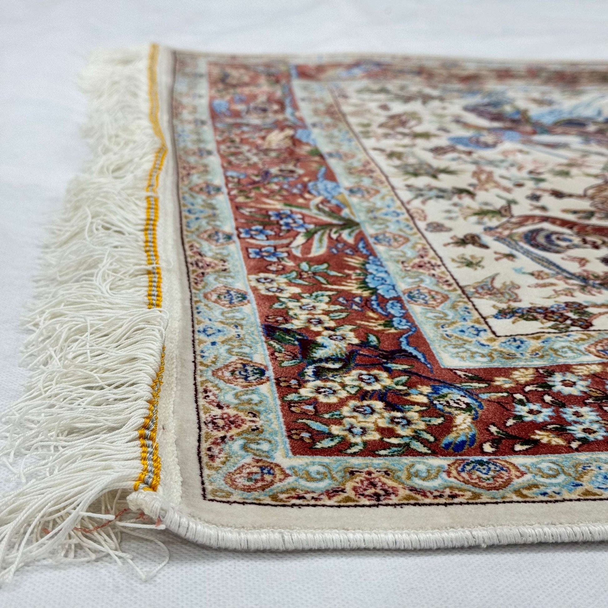 Persian Silk Hunting Scene Rug 2.5 ft x 4 ft | Pure Silk Abresham