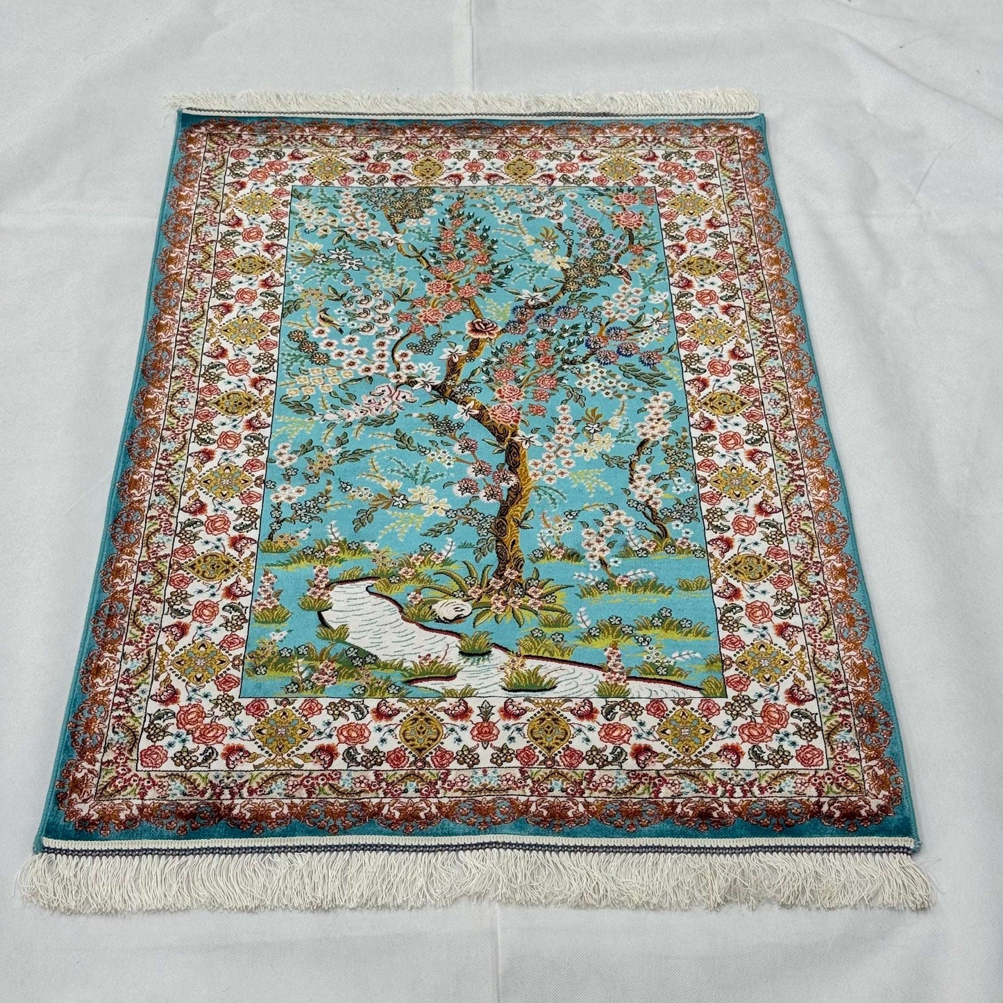 Persian Silk Tree of Life Rug 2.5 ft x 4 ft | Pure Silk Abresham 1600 Reeds