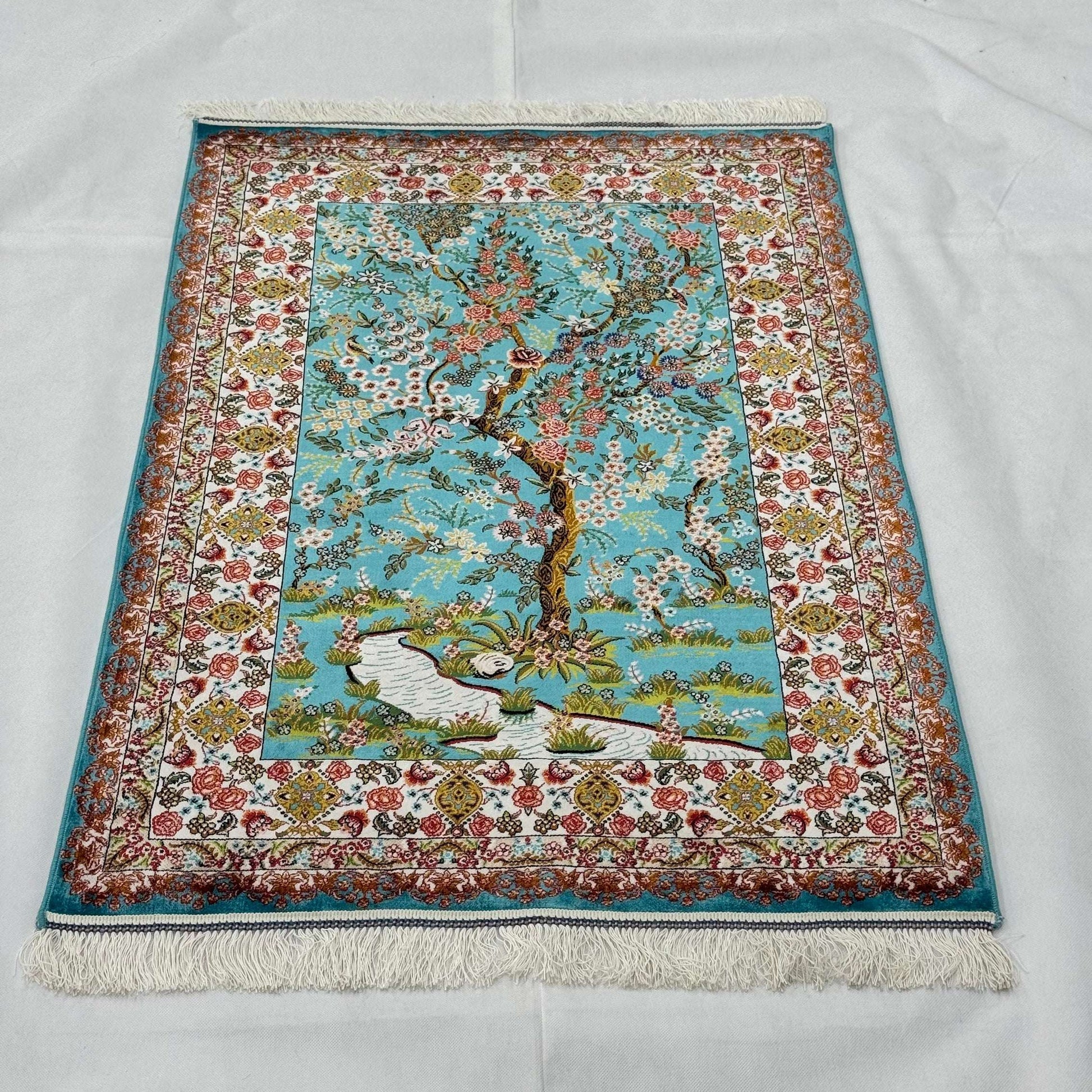 Persian Silk Tree of Life Rug 2.5 ft x 4 ft | Pure Silk Abresham 1600 Reeds