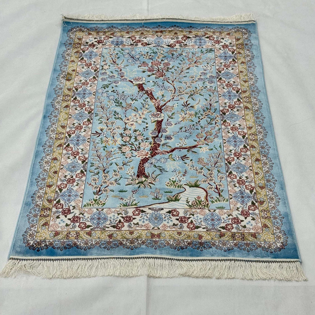 Persian Silk Floral Tree Rug 2.5 ft x 4 ft | Pure Silk Abresham 1600 Reed