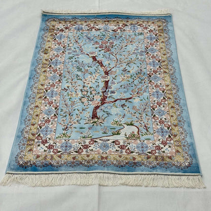 Persian Silk Floral Tree Rug 2.5 ft x 4 ft | Pure Silk Abresham 1600 Reed