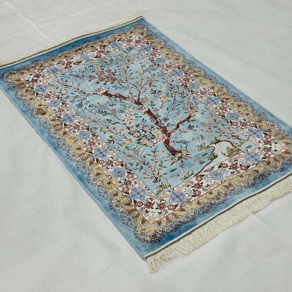 Persian Silk Floral Tree Rug 2.5 ft x 4 ft | Pure Silk Abresham 1600 Reed