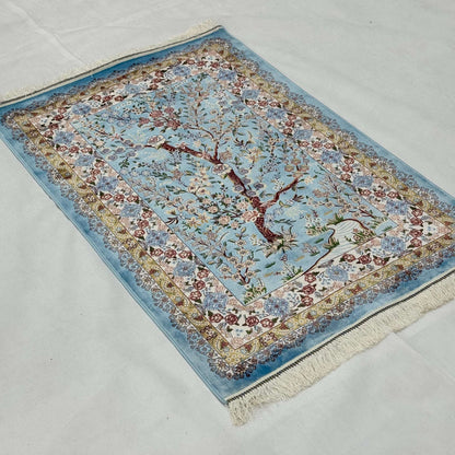 Persian Silk Floral Tree Rug 2.5 ft x 4 ft | Pure Silk Abresham 1600 Reed