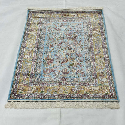 Persian Silk Abresham Bird & Floral Rug 2.5 ft x 4 ft | 1600 Reed