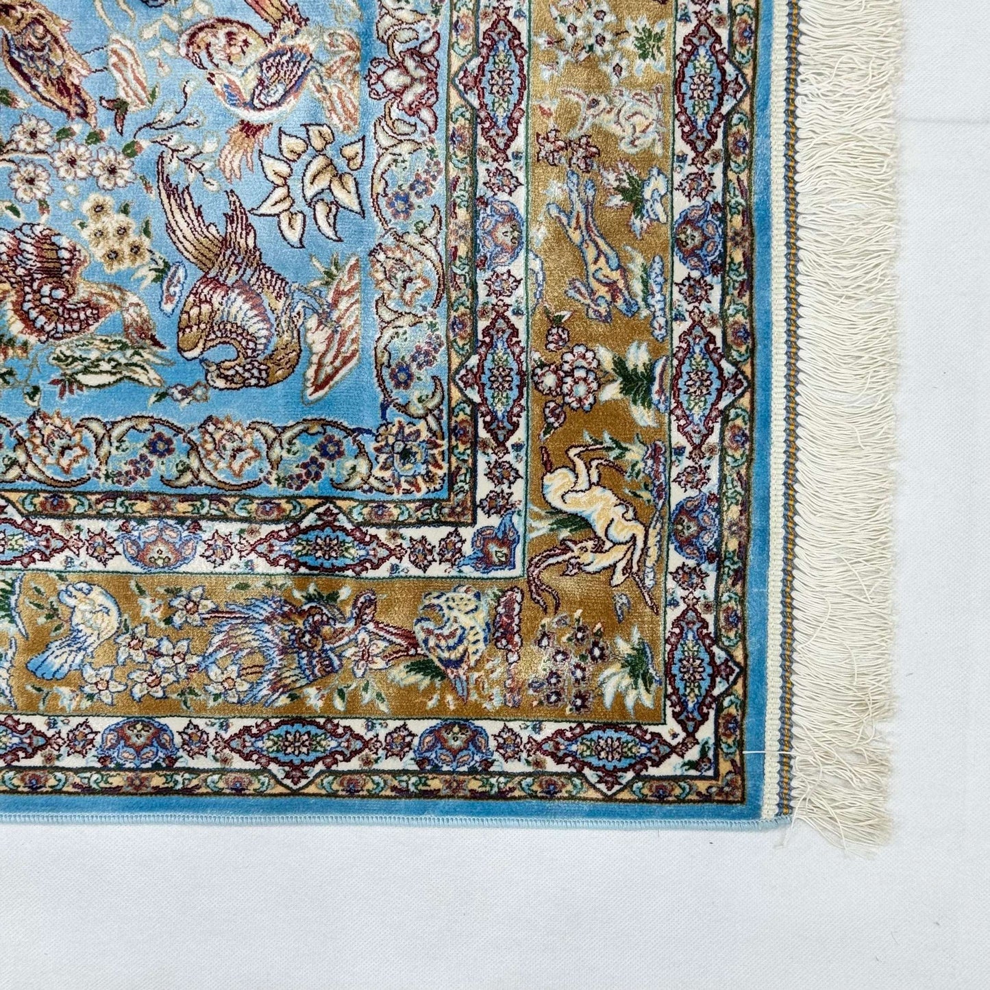 Persian Silk Abresham Bird & Floral Rug 2.5 ft x 4 ft | 1600 Reed