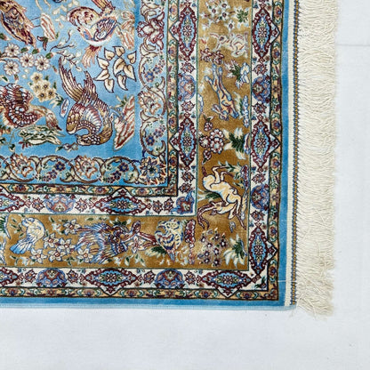 Persian Silk Abresham Bird & Floral Rug 2.5 ft x 4 ft | 1600 Reed