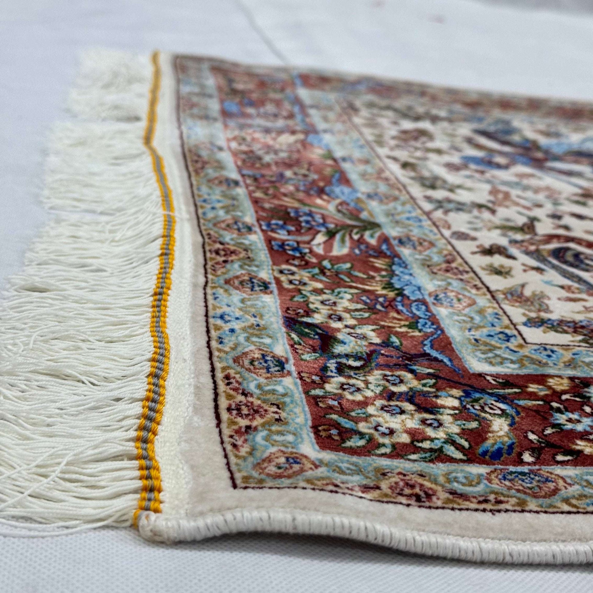 Persian Silk Hunting Scene Rug 2 ft x 3 ft | 1600 Reed Pure Silk Abresham
