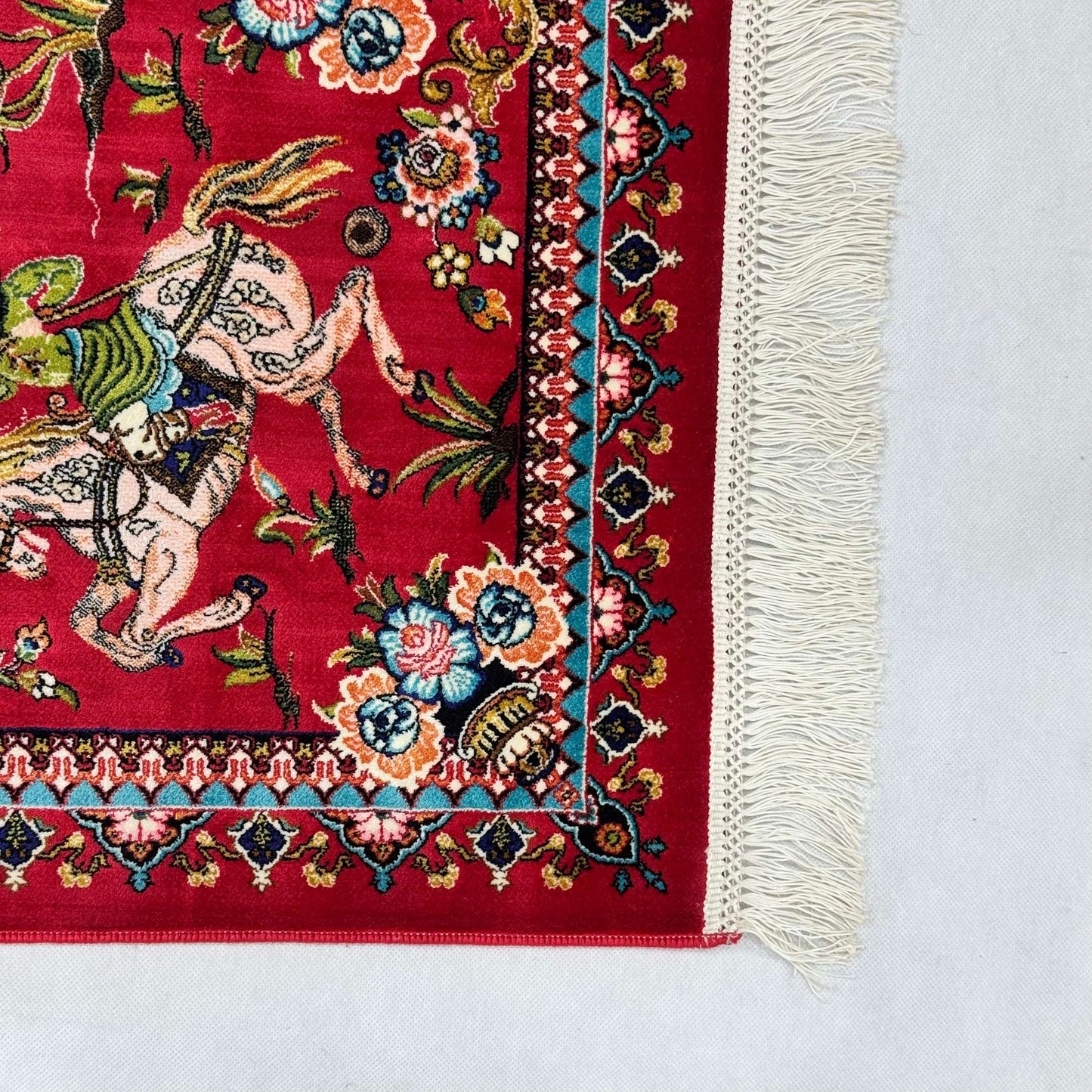 Persian Silk Hunting Scene Rug 2 ft x 3 ft | 1600 Reed Pure Silk Abresham