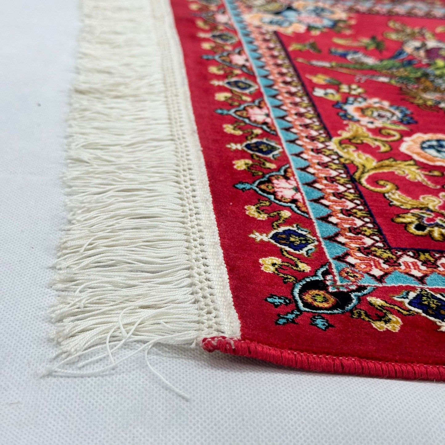 Persian Silk Hunting Scene Rug 2 ft x 3 ft | 1600 Reed Pure Silk Abresham