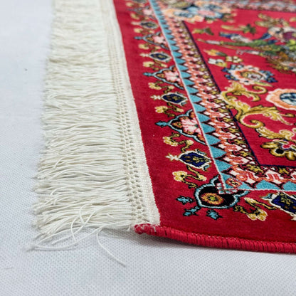 Persian Silk Hunting Scene Rug 2 ft x 3 ft | 1600 Reed Pure Silk Abresham