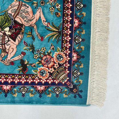 Persian Silk Hunting Scene Rug 2.5 ft x 4 ft | 1600 Reed Abresham