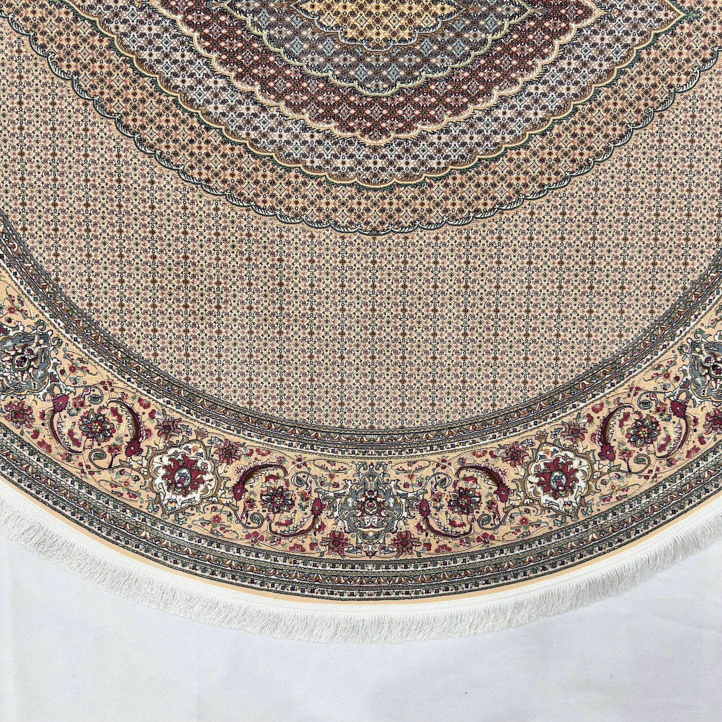 Persian Silk Round Rug 6.5 ft x 6.5 ft | Tabriz Medallion 1600 Reed