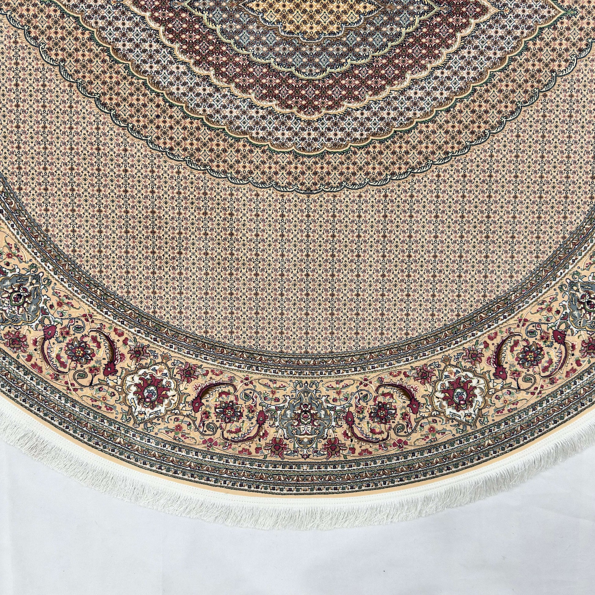 Persian Silk Round Rug 6.5 ft x 6.5 ft | Tabriz Medallion 1600 Reed