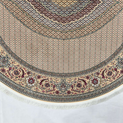 Persian Silk Round Rug 6.5 ft x 6.5 ft | Tabriz Medallion 1600 Reed
