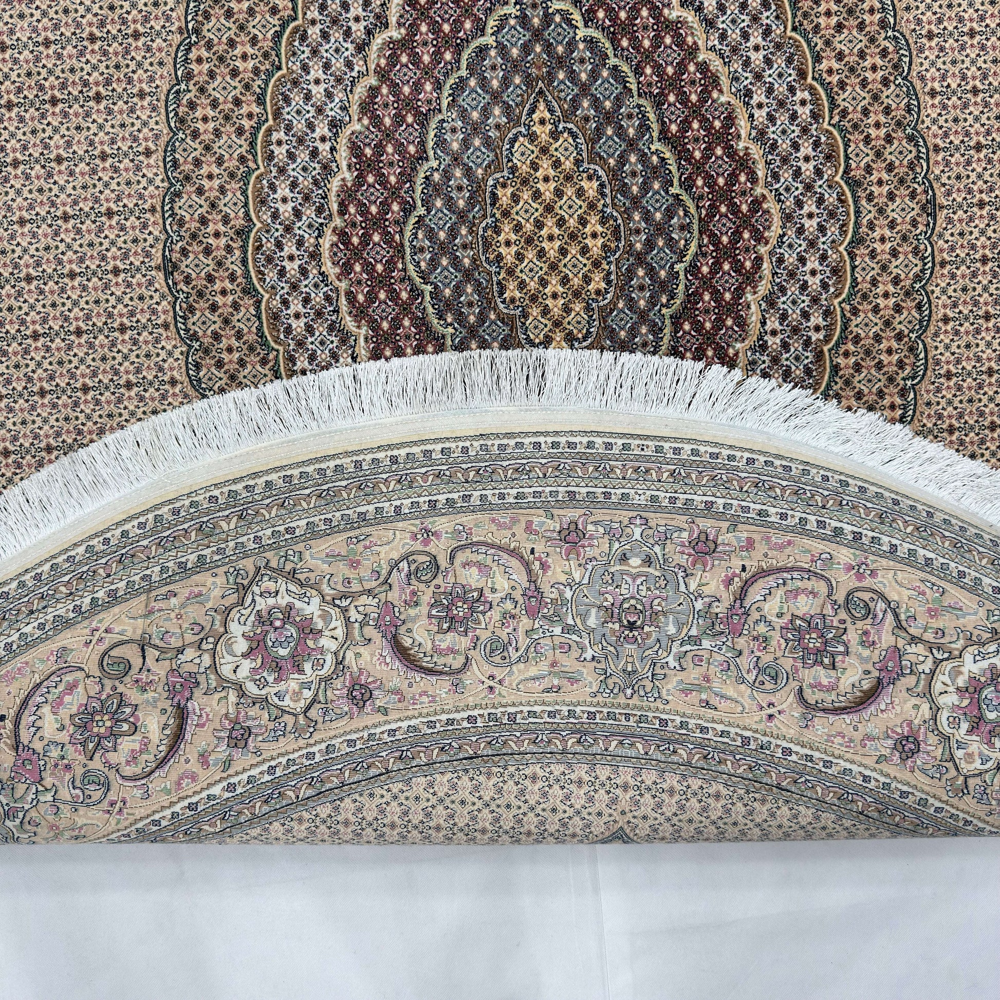 Persian Silk Round Rug 6.5 ft x 6.5 ft | Tabriz Medallion 1600 Reed