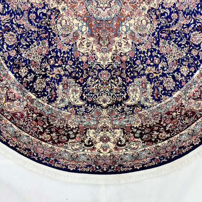 Persian Silk Round Rug 6.5 ft x 6.5 ft | Isfahan Medallion 1600 Reed