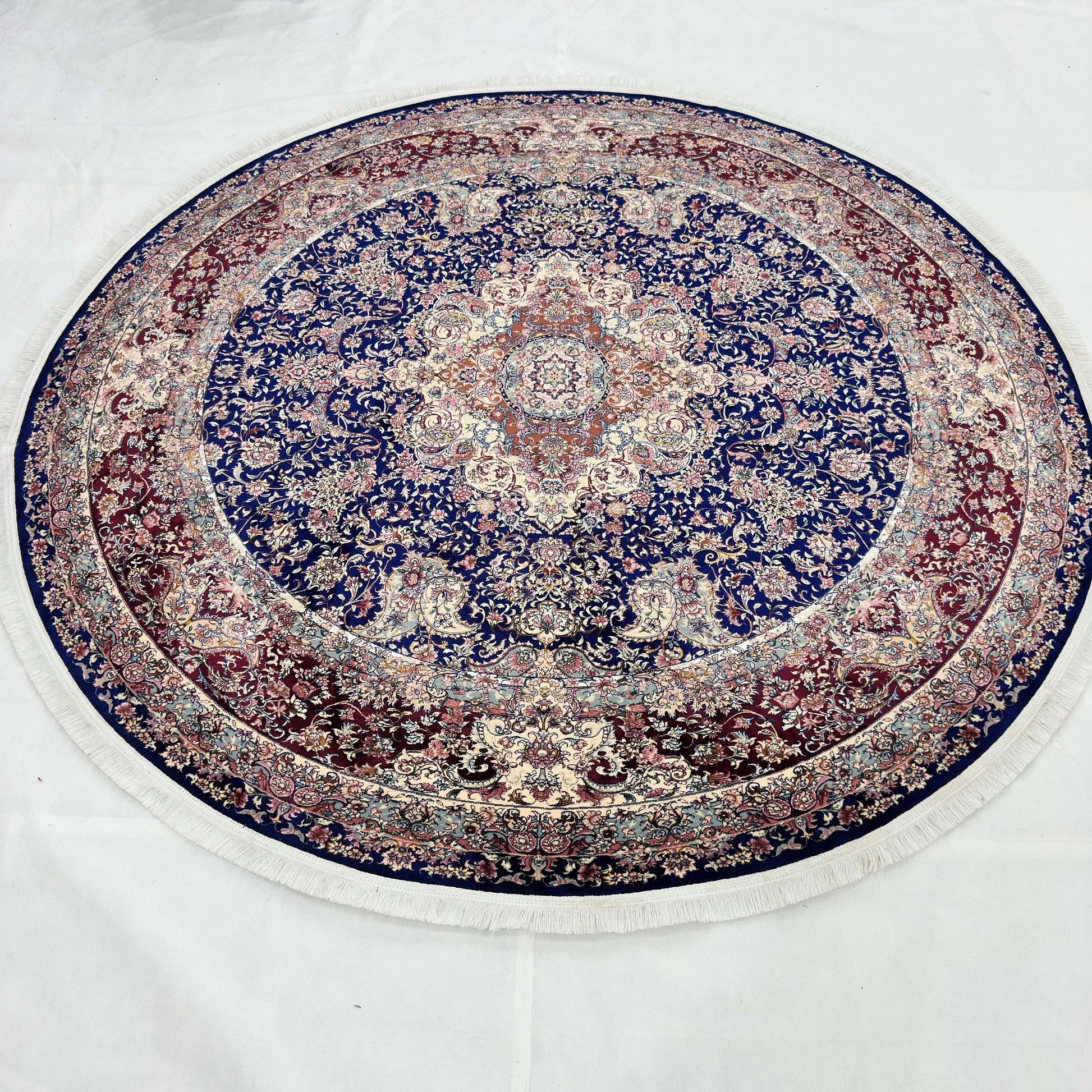 Persian Silk Round Rug 6.5 ft x 6.5 ft | Isfahan Medallion 1600 Reed