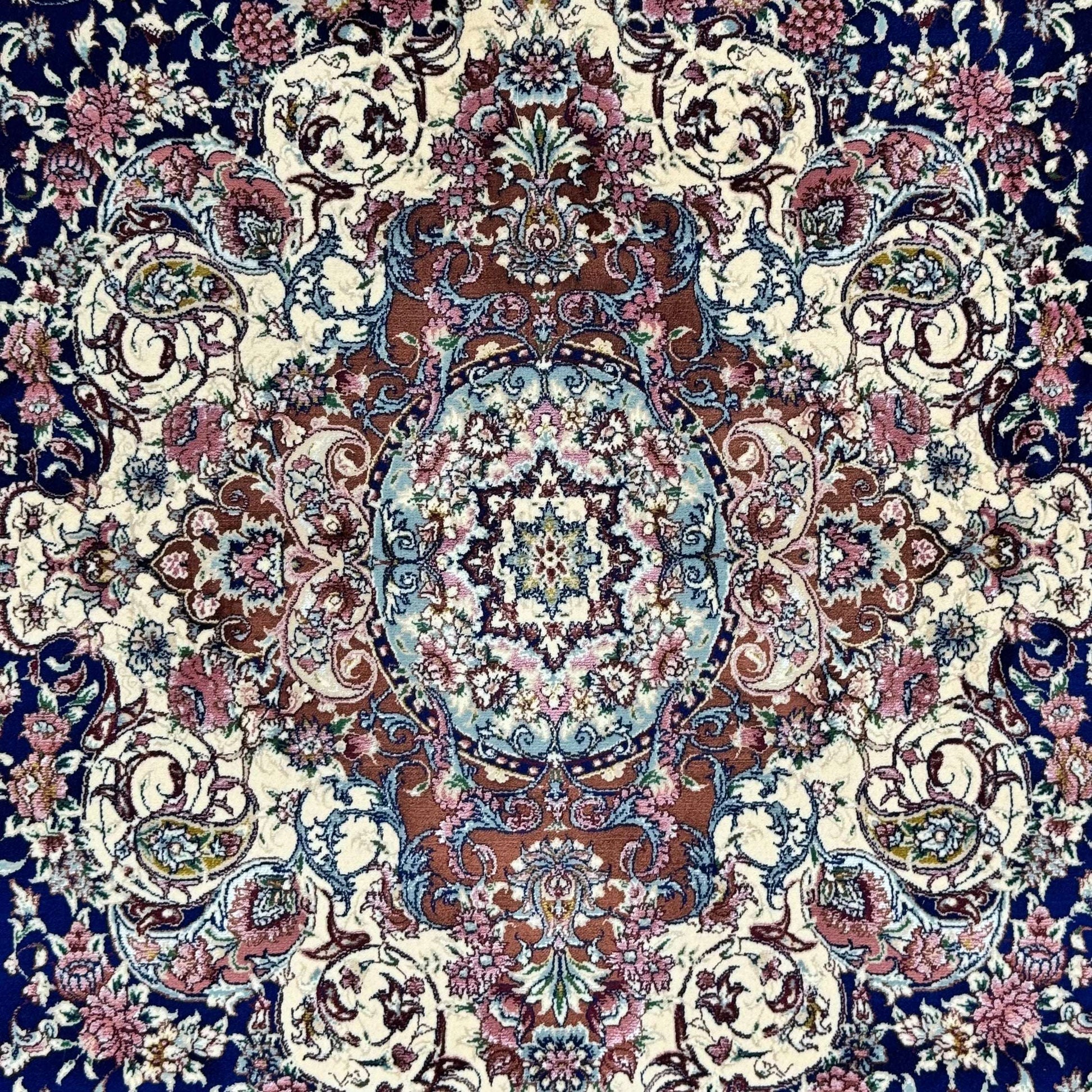 Persian Silk Round Rug 6.5 ft x 6.5 ft | Isfahan Medallion 1600 Reed