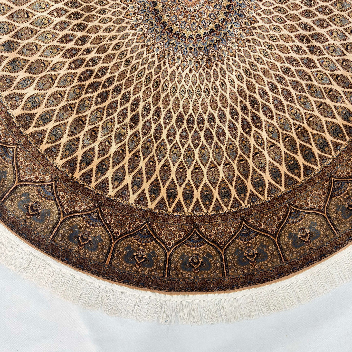 Persian Silk Round Rug | Pure Silk Abresham | 5 ft x 5 ft | 1600 Reeds