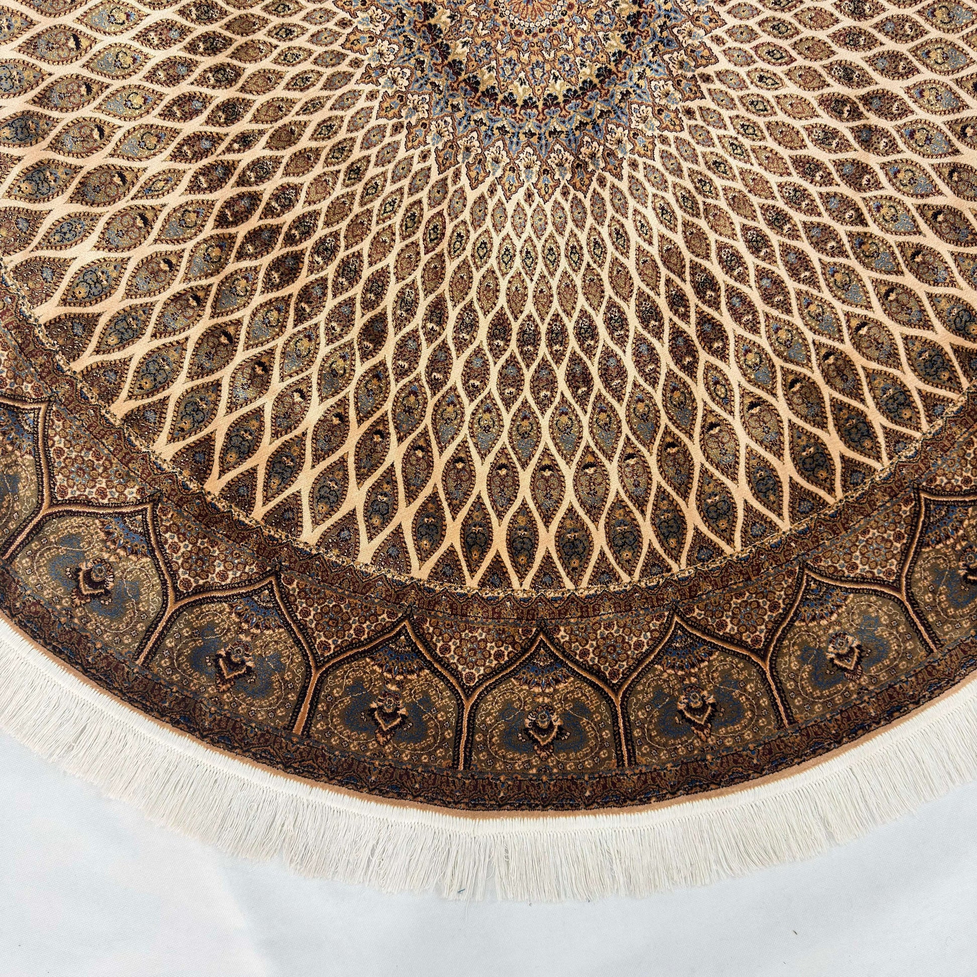 Persian Silk Round Rug | Pure Silk Abresham | 5 ft x 5 ft | 1600 Reeds