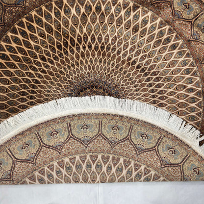 Persian Silk Round Rug | Pure Silk Abresham | 5 ft x 5 ft | 1600 Reeds