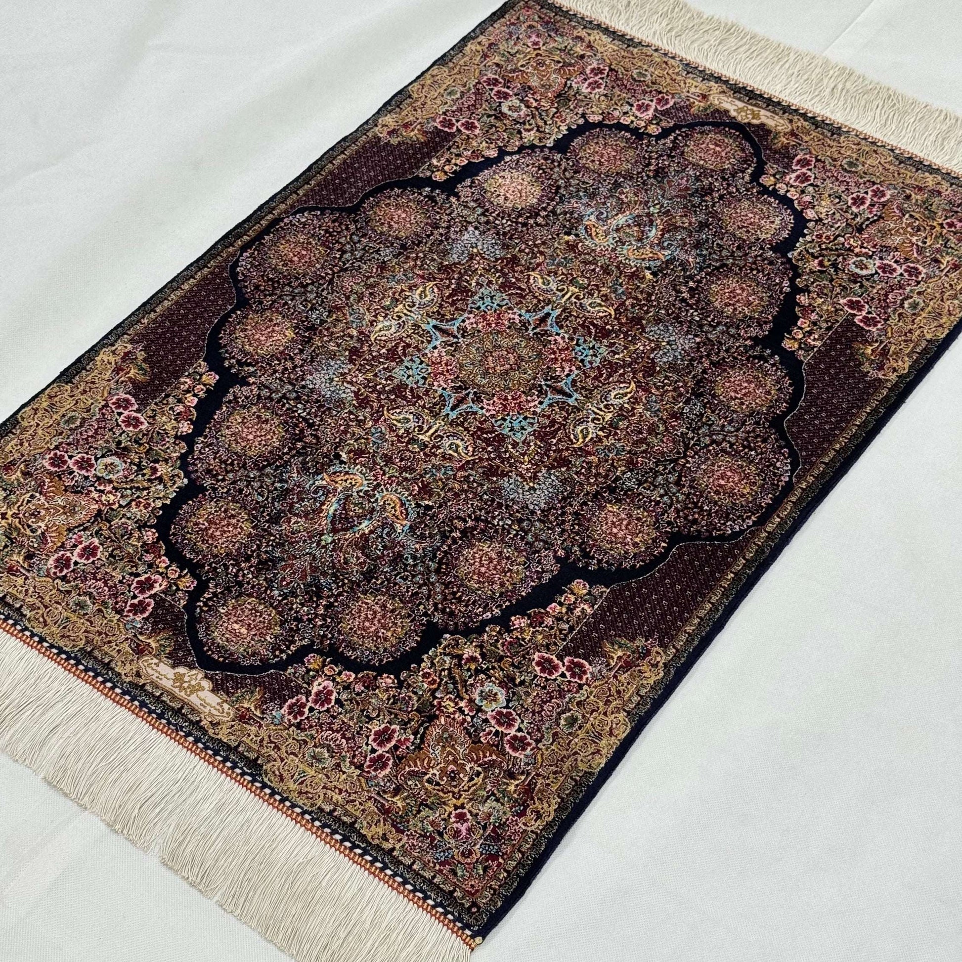 Persian Silk Abresham Rug 2 ft x 3 ft | 1600 Reed Machine-Made Iran