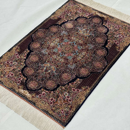 Persian Silk Abresham Rug 2 ft x 3 ft | 1600 Reed Machine-Made Iran