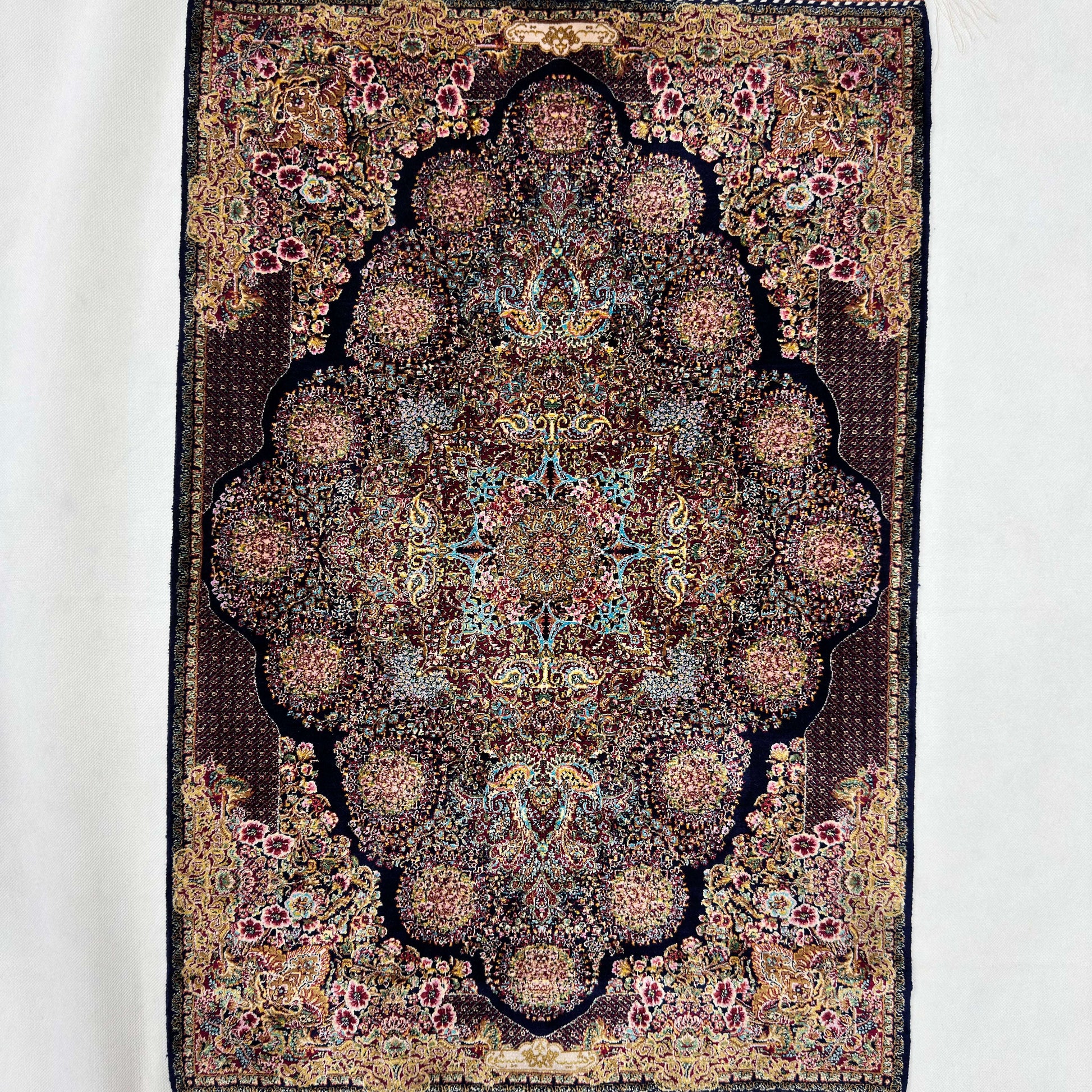 Persian Silk Abresham Rug 2 ft x 3 ft | 1600 Reed Machine-Made Iran