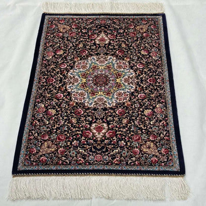 Persian Silk Floral Medallion Rug 2 ft x 3 ft | 1600 Reed Iranian Abresham