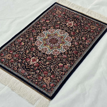 Persian Silk Floral Medallion Rug 2 ft x 3 ft | 1600 Reed Iranian Abresham