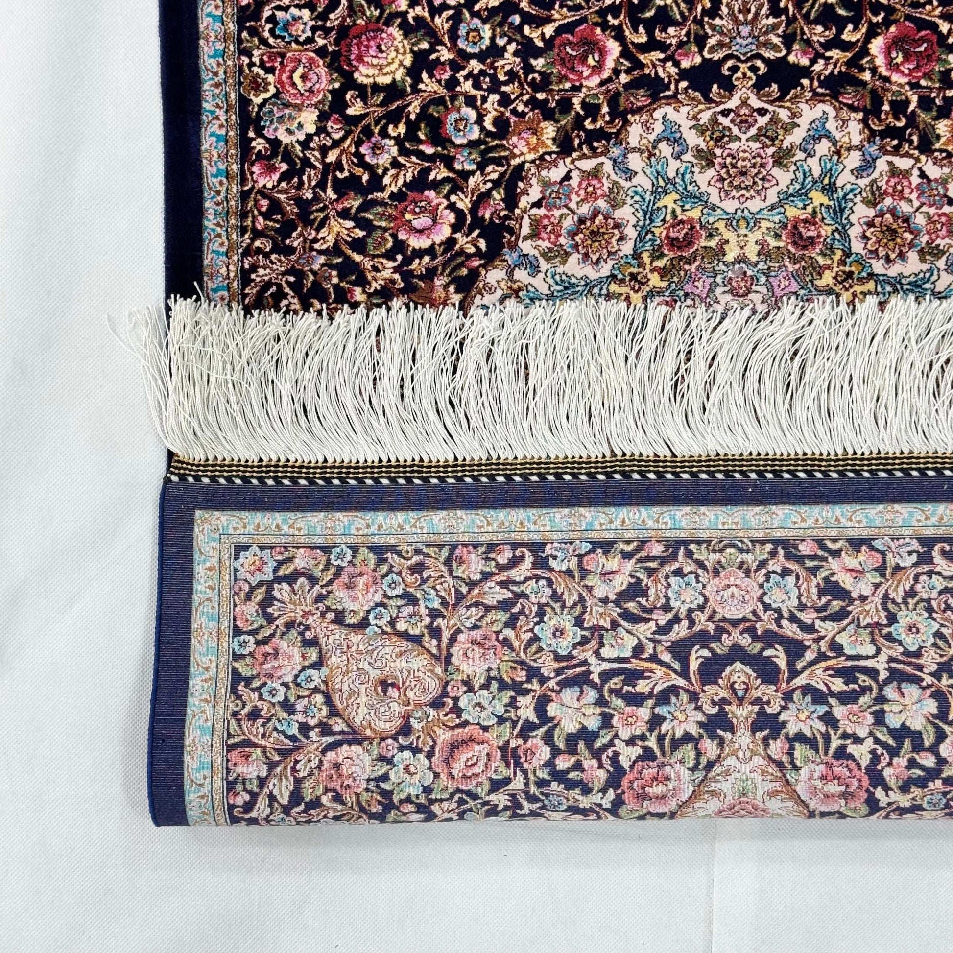 Persian Silk Floral Medallion Rug 2 ft x 3 ft | 1600 Reed Iranian Abresham